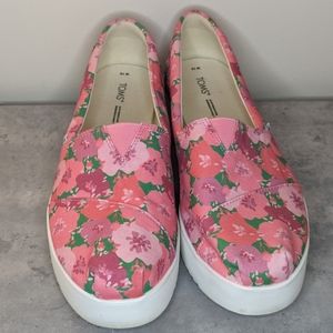 Toms Alpargata Floral Platform Pink Poppies